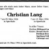 Lang Christian 1926-1994 Todesanzeige